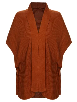 Clearance Retro Stage 1950s Bat Sleeve Knitted Solid Cardigan Brown