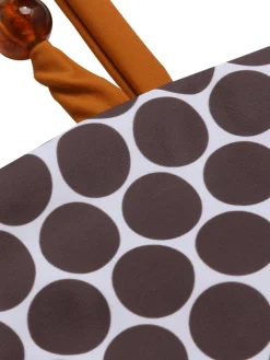 Sale Retro Stage 1930s Beads Straps Polka Dots Reversible Swimsuit Brown
