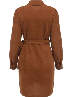 New Retro Stage 1960s Corduroy Pencil Dress Brown