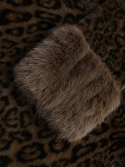 Fashion Retro Stage Brown 1950s Faux Fur Leopard Coat