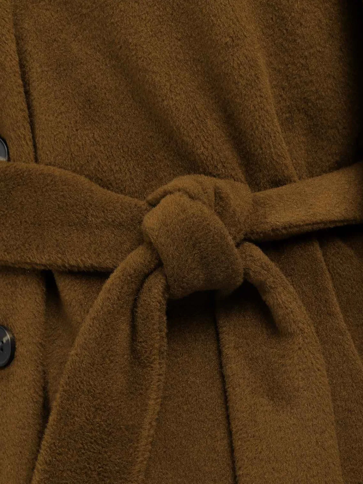 Outlet Retro Stage 1940s Fur Collar Belted Coat Brown