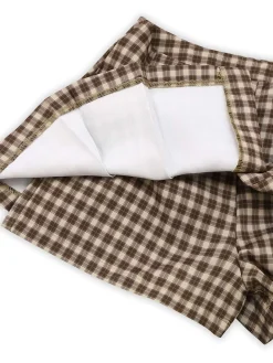 Online Retro Stage 1960s Gingham Plaid Pleated Skirt Brown
