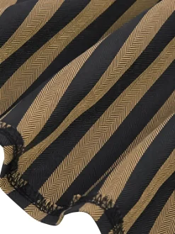 Hot Retro Stage 1940s Gothic Stripes High-Low Hem Coat Brown