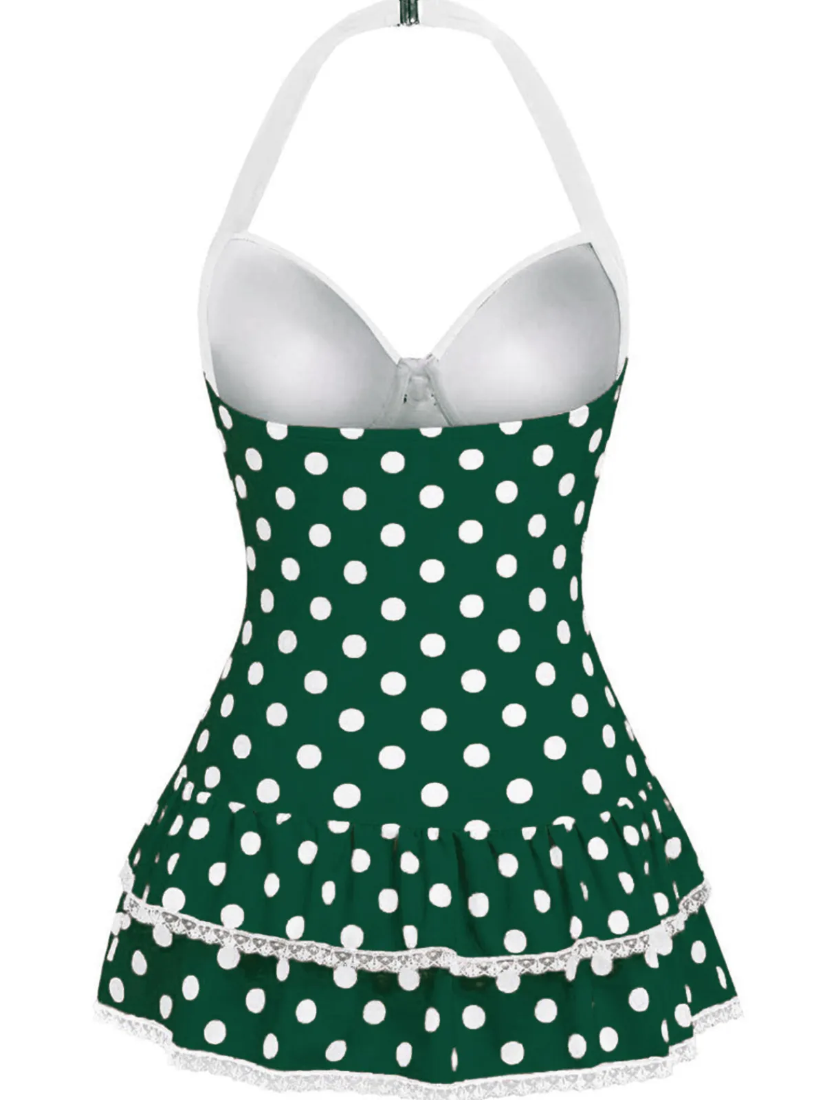 Sale Retro Stage Brown 1940s Halter Polka Dots Bow Swimsuit