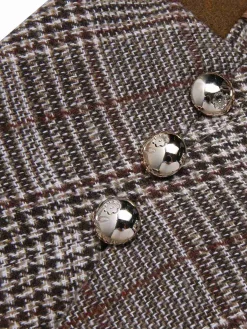 Best Retro Stage 1940s Lace-Up Glen Plaid Skirt Brown