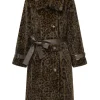 Best Retro Stage Brown 1950s Leopard Lapel Faux Fur Coat