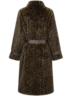 Best Retro Stage Brown 1950s Leopard Lapel Faux Fur Coat