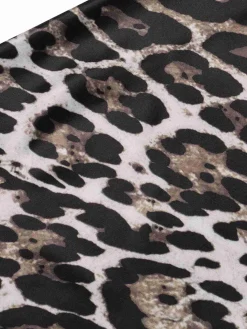 New Retro Stage 1960s Leopard Spaghetti Straps Backless Dress Brown