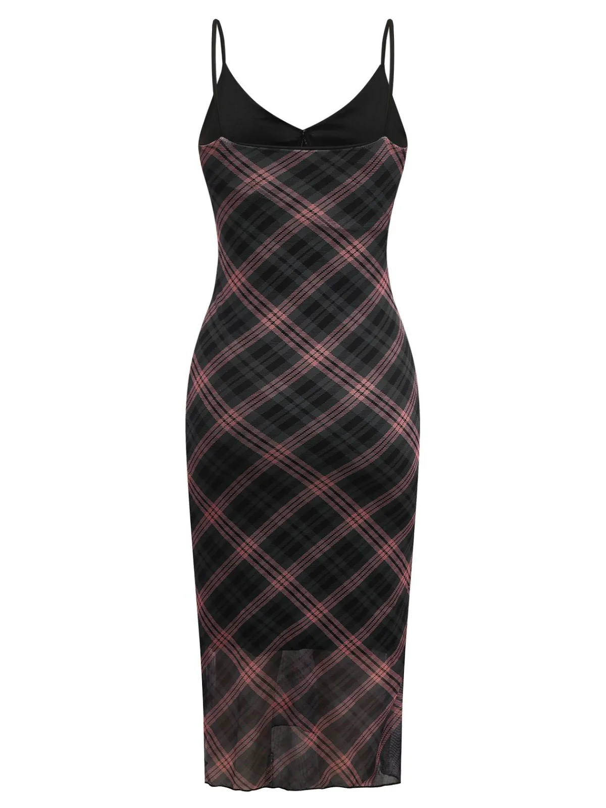 Clearance Retro Stage 1930s Scottish Plaid Suspender V-Neck Maxi Dress Brown