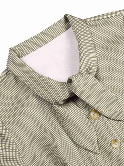 Sale Retro Stage Brown 1940s Small Windowpane Plaid Dress
