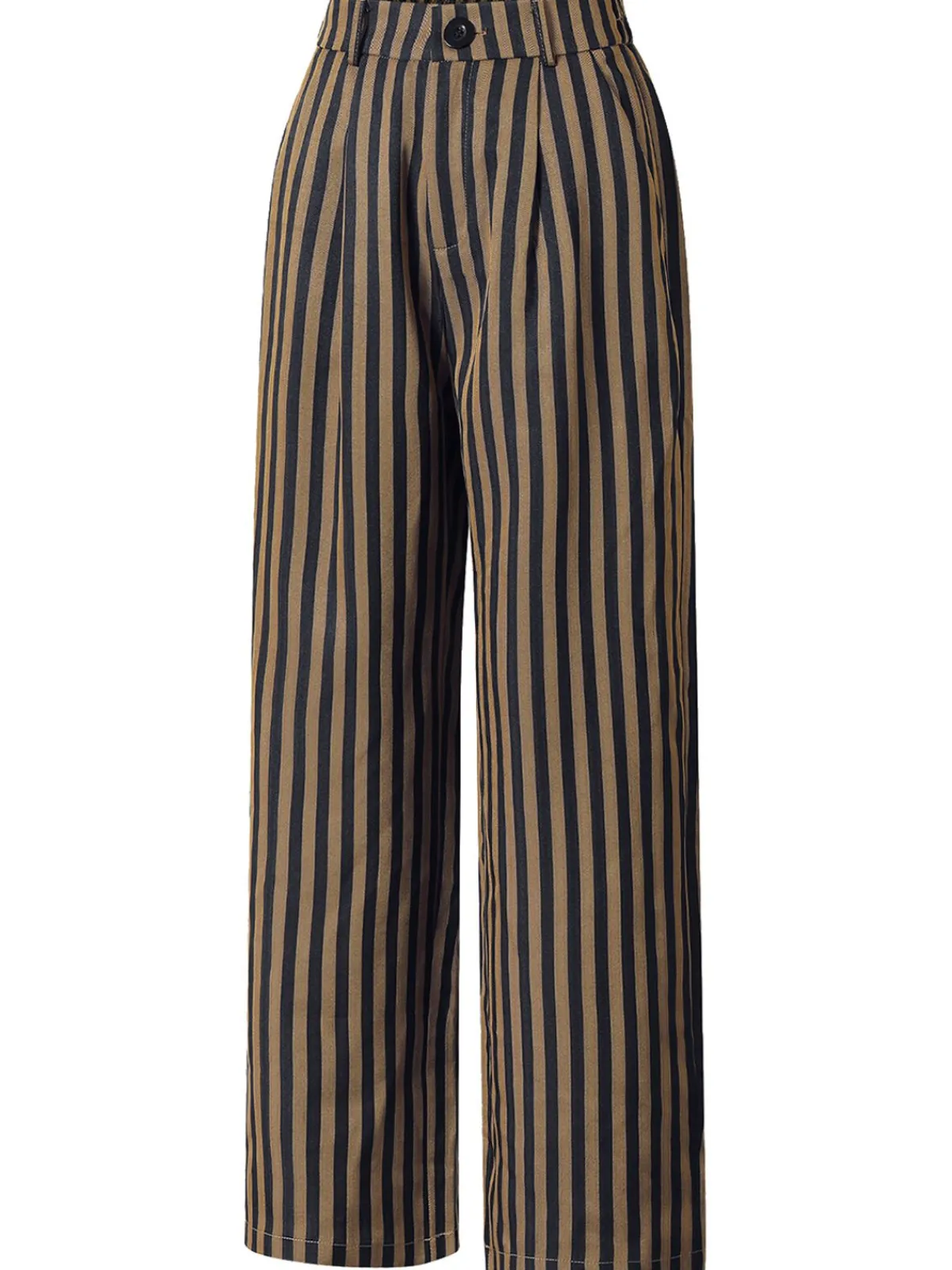 Best Retro Stage 1940s Stripes Straight-Leg Pants Brown