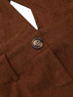 Hot Retro Stage 1960s V-Neck Cross-Back Pinafore Dress Brown