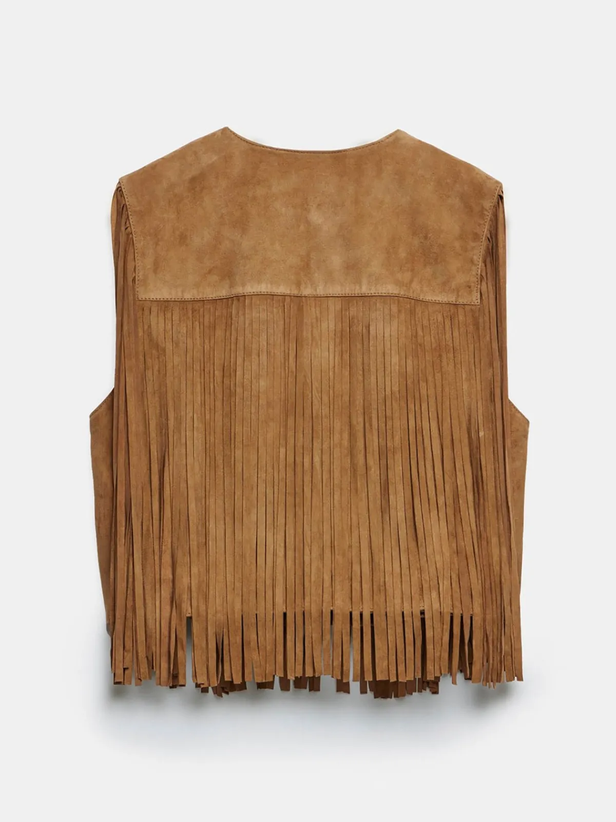 Outlet Retro Stage Brown 1980s Western Fringe Cowgirl Vest Light Brown