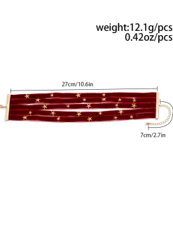 Discount Retro Stage Burgundy Christmas Star Wide Velvet Necklace