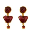 Discount Retro Stage Burgundy Heart Resin Vintage Earrings