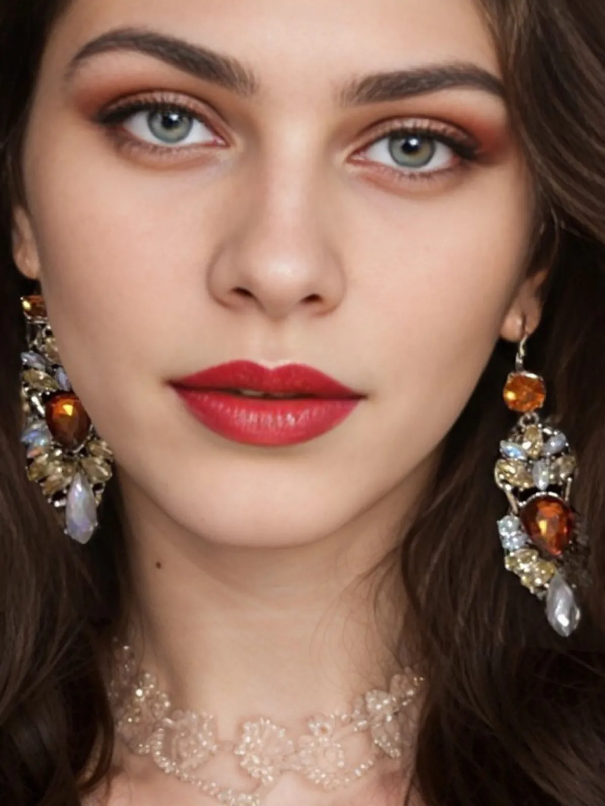 Clearance Retro Stage Champagne Alloy Vintage Rhinestone Earrings