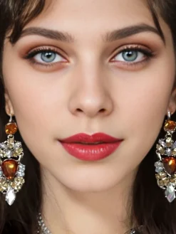 Clearance Retro Stage Champagne Alloy Vintage Rhinestone Earrings