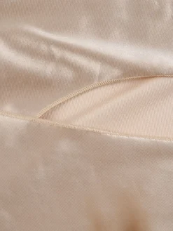 Online Retro Stage 1930s Off Shoulder Slit Satin Dress Champagne