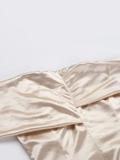 Online Retro Stage 1930s Off Shoulder Slit Satin Dress Champagne