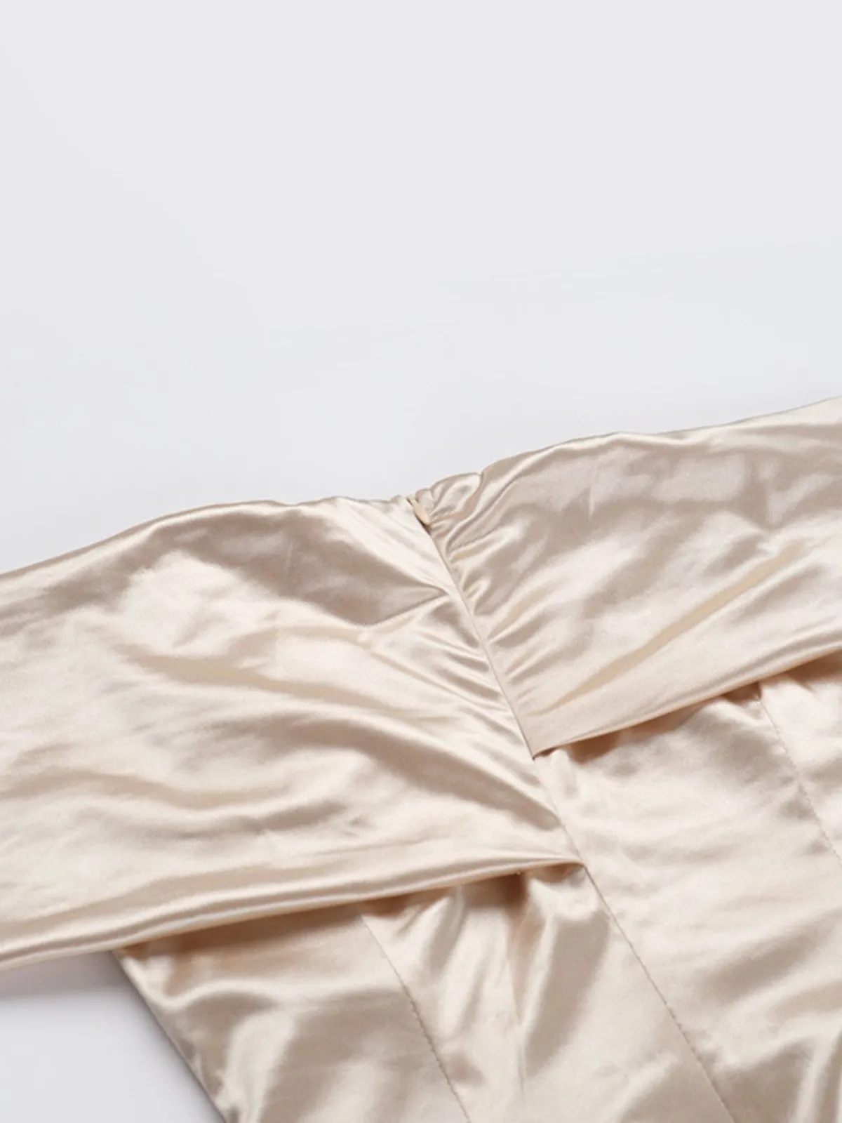 Online Retro Stage 1930s Off Shoulder Slit Satin Dress Champagne