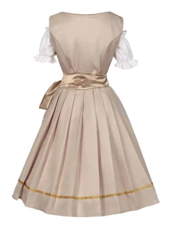 Fashion Retro Stage 1950s Puff Top & Floral Bow Dress Champagne