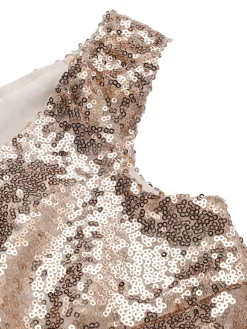 Fashion Retro Stage 1950s Sequined Off-shoulder Dress Champagne