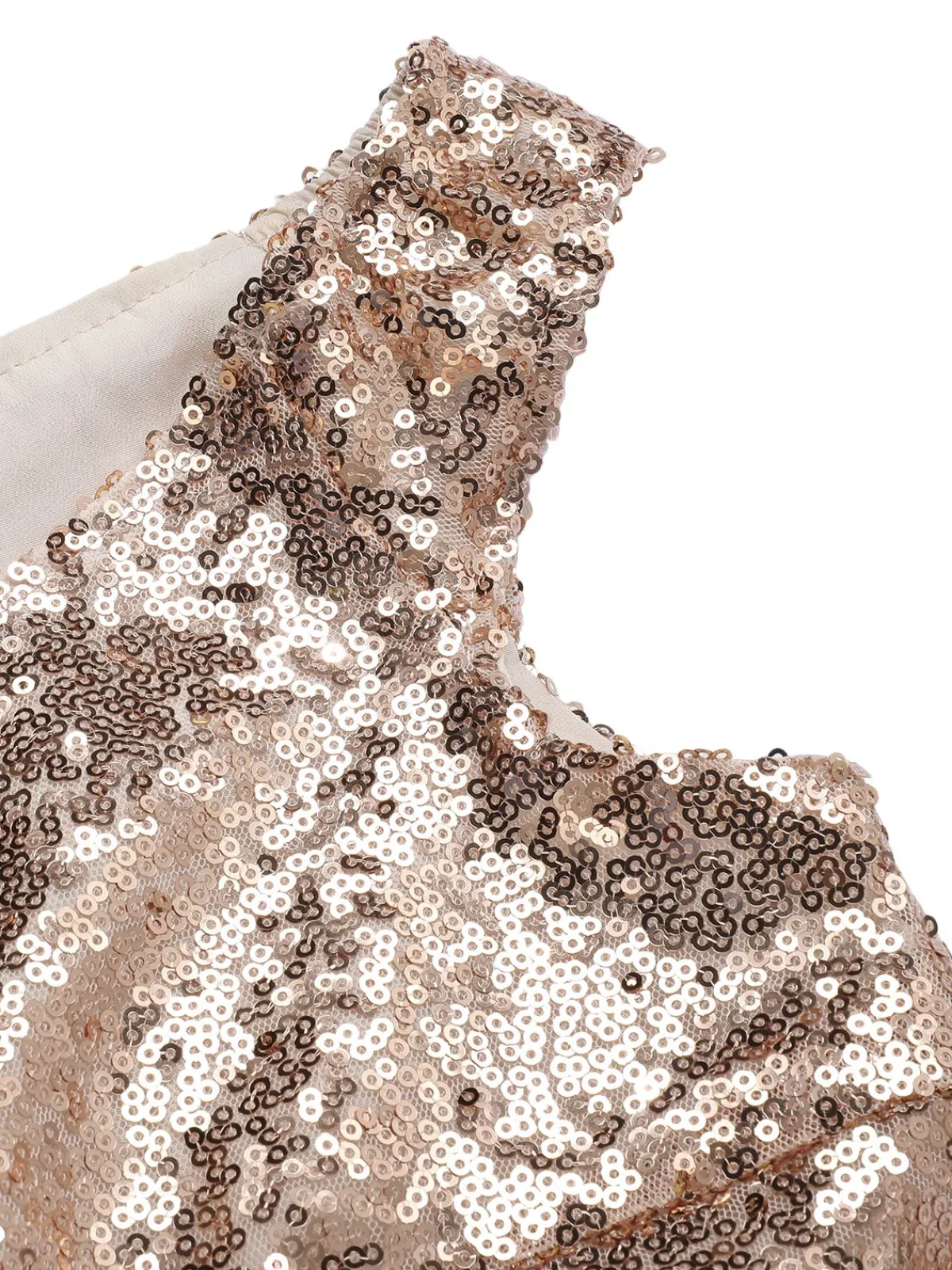 Fashion Retro Stage 1950s Sequined Off-shoulder Dress Champagne