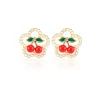 Hot Retro Stage Cherry Pearl Stud Earrings
