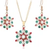 Online Retro Stage Christmas Alloy Diamond Snowflake Necklace Earring Set