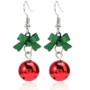 Hot Retro Stage Christmas Bow Red Bead Drop Earrings