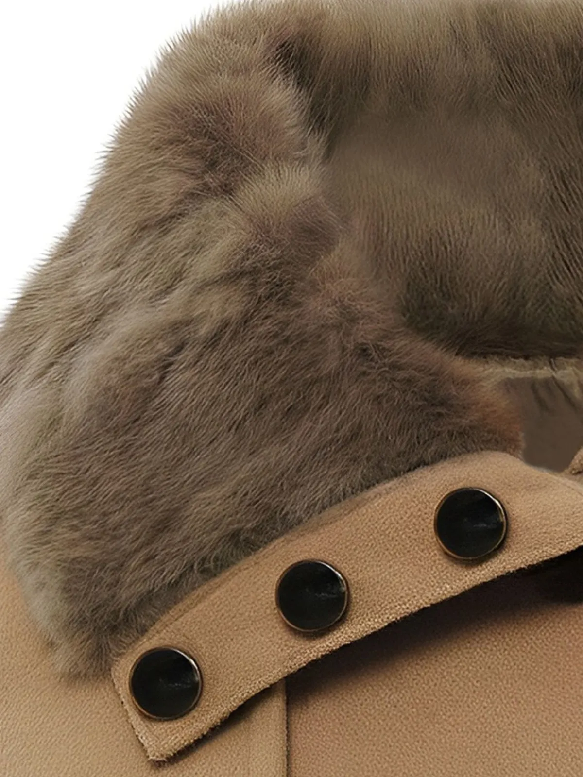 Best Retro Stage Christmas Fur Collar Waisted Woolen Coat