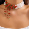 Fashion Retro Stage Christmas Multilayer Contrast Pearl Strand Necklace