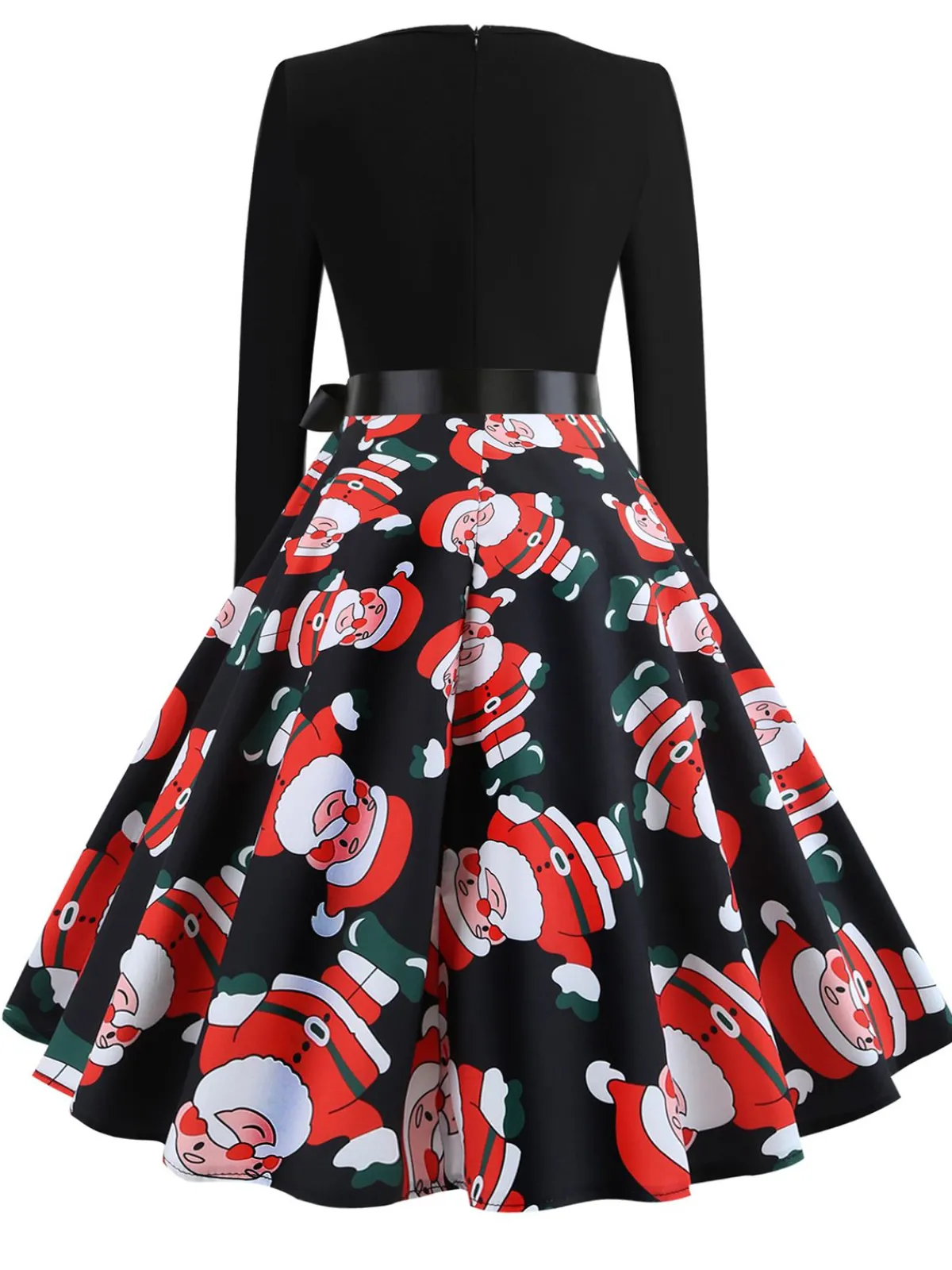 Best Retro Stage Christmas 1950s V-Neck Patchwork Swing Dress