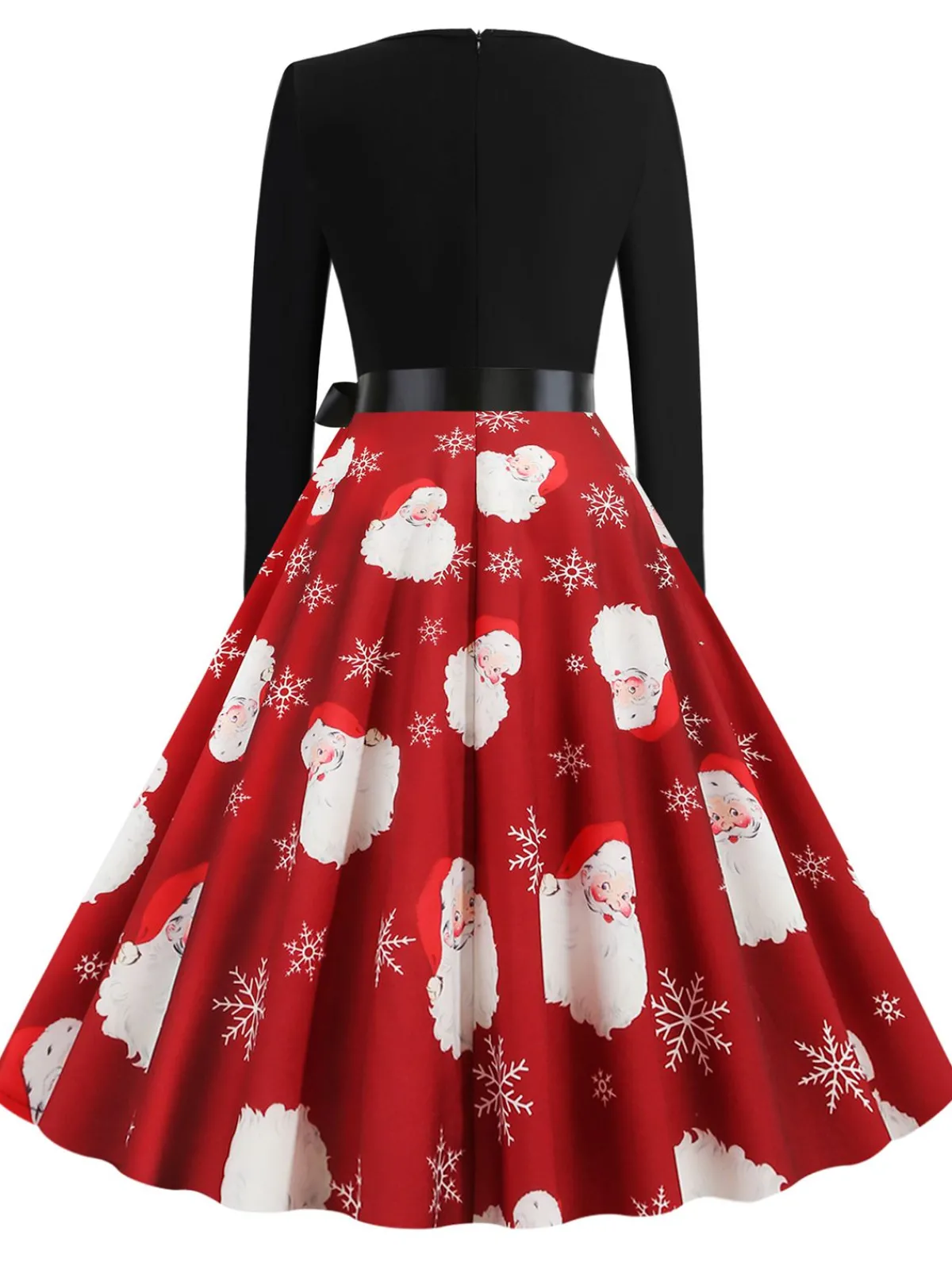 Best Retro Stage Christmas 1950s V-Neck Patchwork Swing Dress