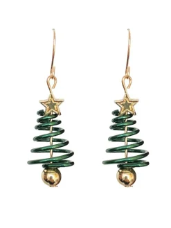 Hot Retro Stage Christmas Tree Star Twist Earrings