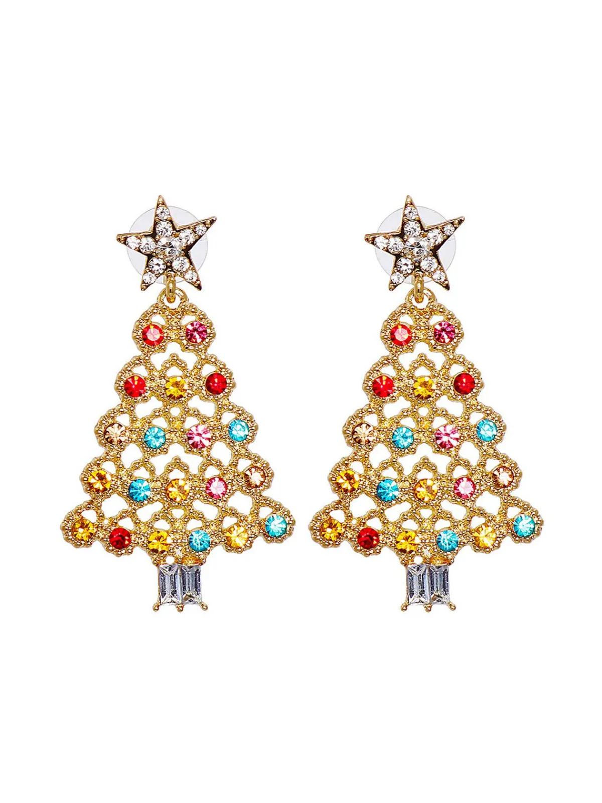 Clearance Retro Stage Christmas Tree Stars Rhinestones Earrings