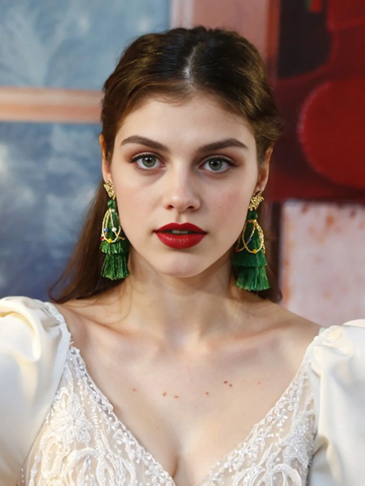 Clearance Retro Stage Christmas Tree Tassel Beaded Dangle Earrings