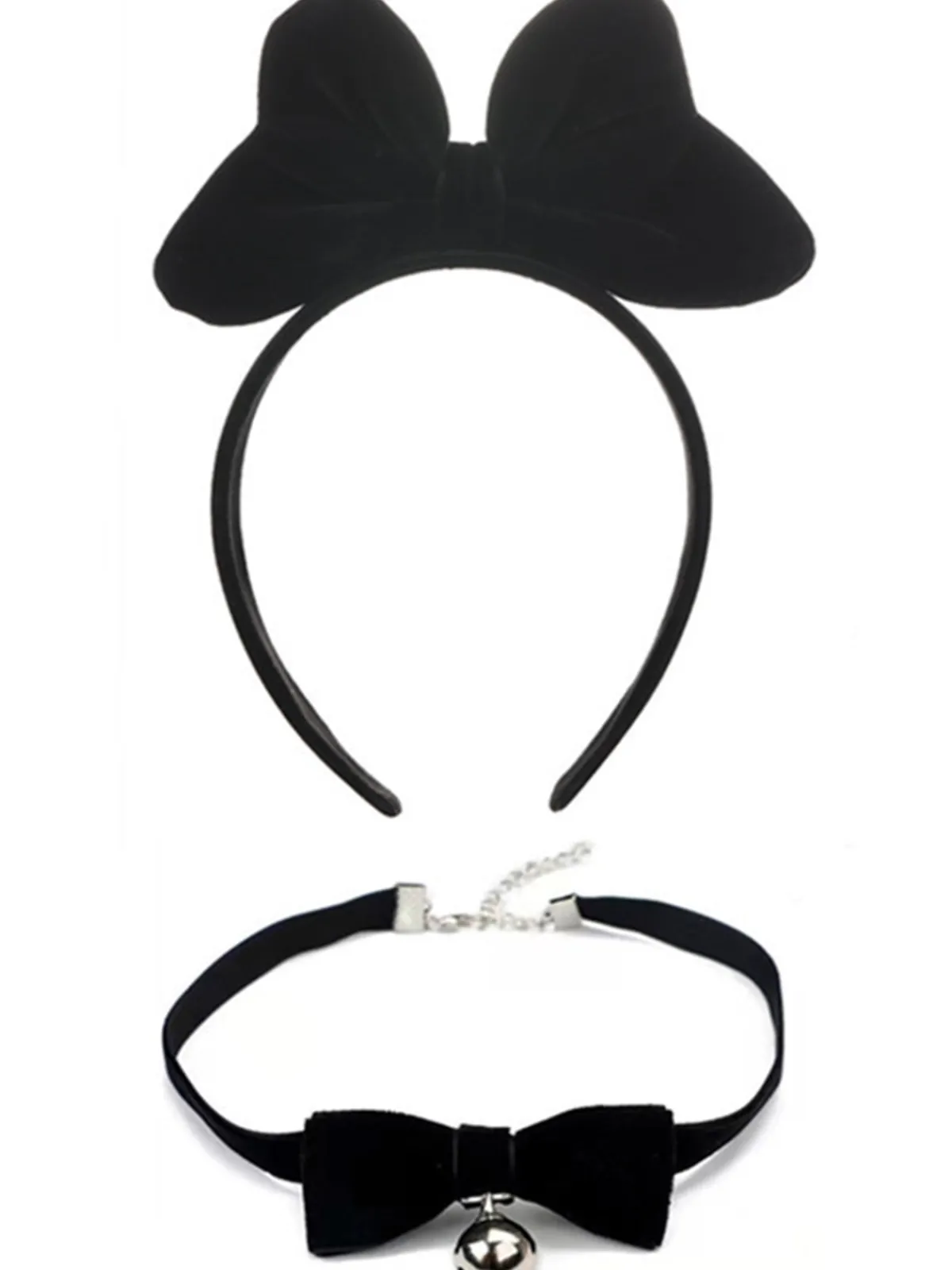 Outlet Retro Stage Christmas Velvet Bowknot Hairband With Choker Necklace