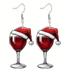 New Retro Stage Christmas Wine Glass Dangle Earrings
