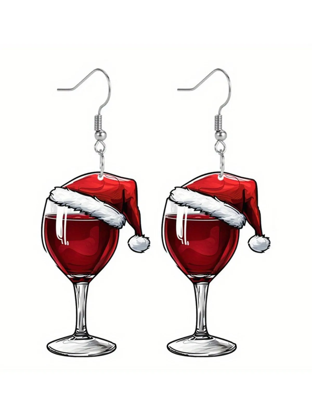 New Retro Stage Christmas Wine Glass Dangle Earrings