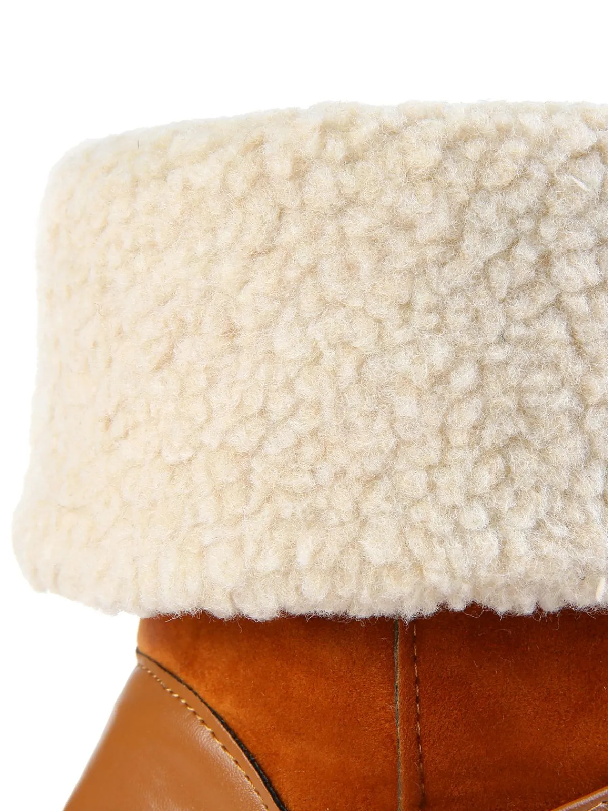 Online Retro Stage Chunky Heel Belt Buckle Plush Mid-Calf Boots Khaki