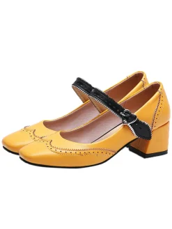 Sale Retro Stage Chunky Heels Mary Jane Shoes