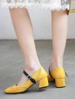 Sale Retro Stage Chunky Heels Mary Jane Shoes