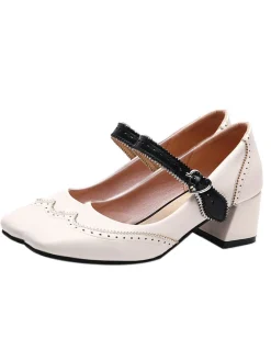 Sale Retro Stage Chunky Heels Mary Jane Shoes