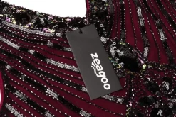 Sale Retro Stage [Clearance] 1920s Sequined Fringe Dress Wine Red