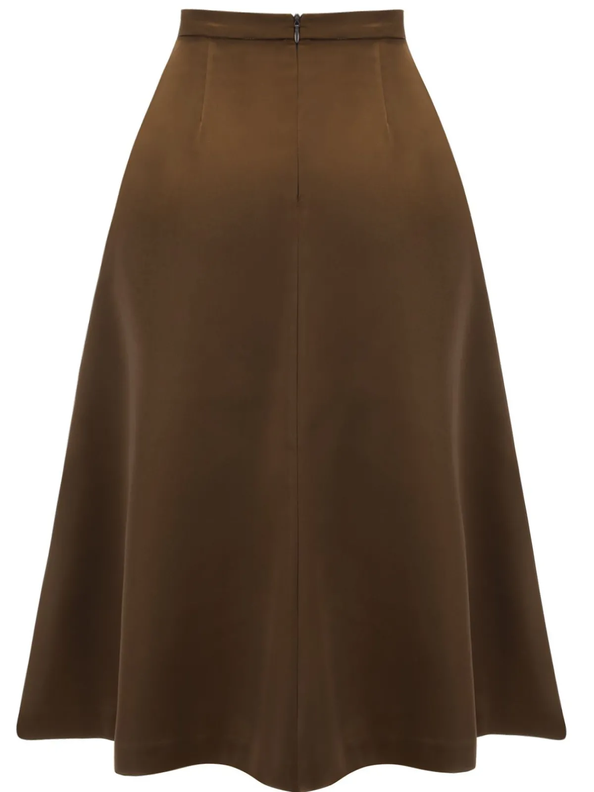 Fashion Retro Stage 1940s High Waist Solid Skirt Coffee
