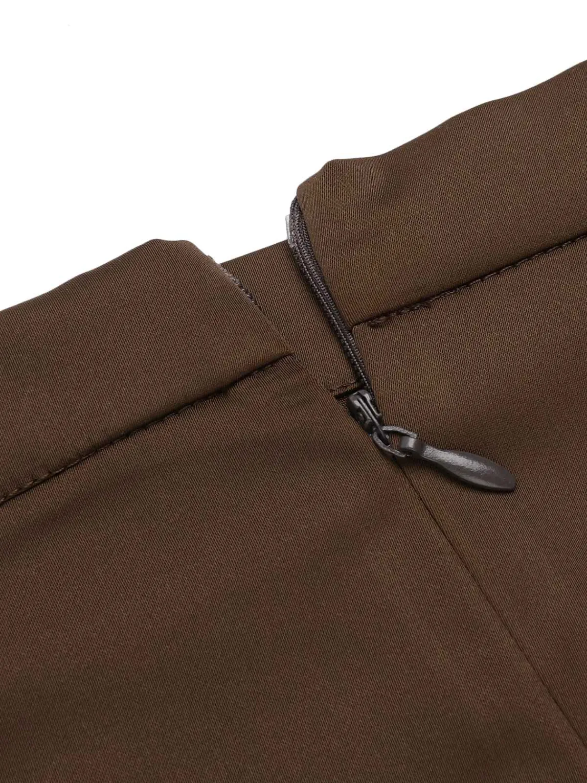 Fashion Retro Stage 1940s High Waist Solid Skirt Coffee