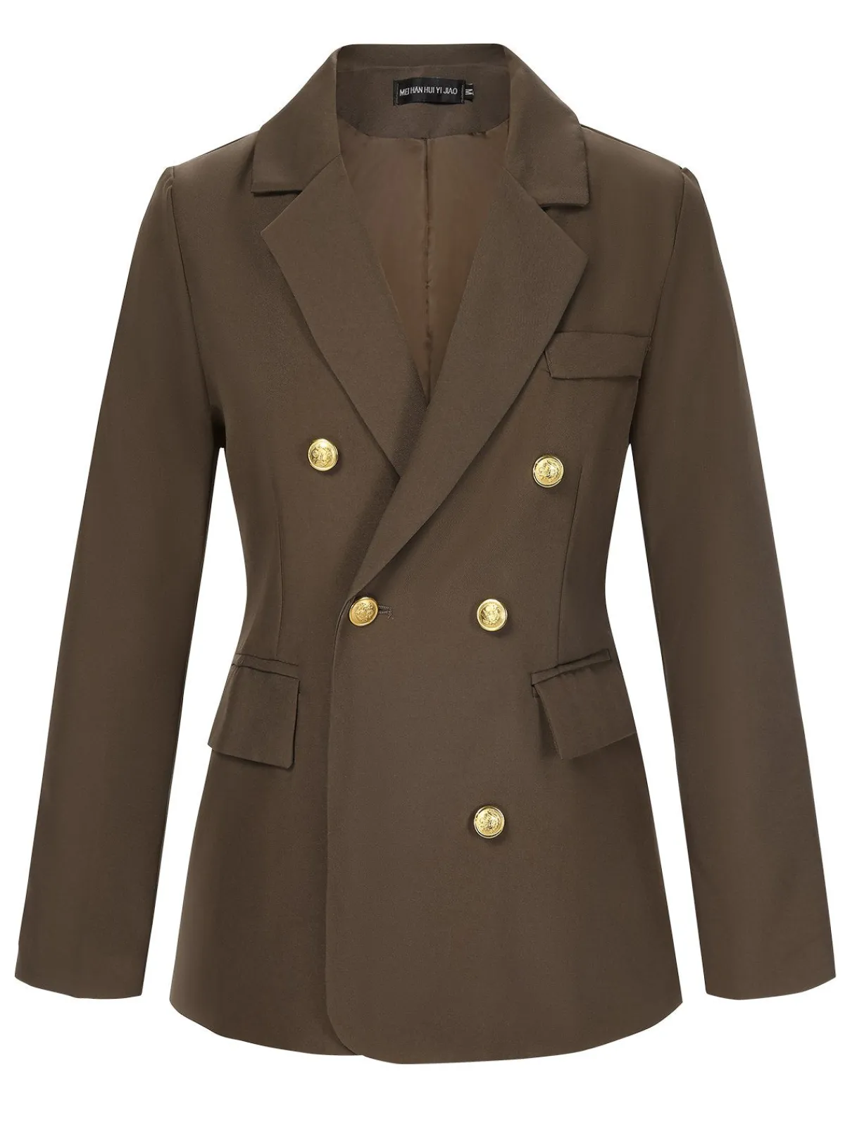 Hot Retro Stage 1940s Solid Lapel Double Breasted Coat Coffee