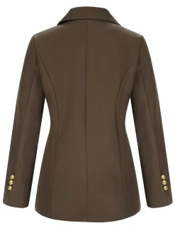Hot Retro Stage 1940s Solid Lapel Double Breasted Coat Coffee