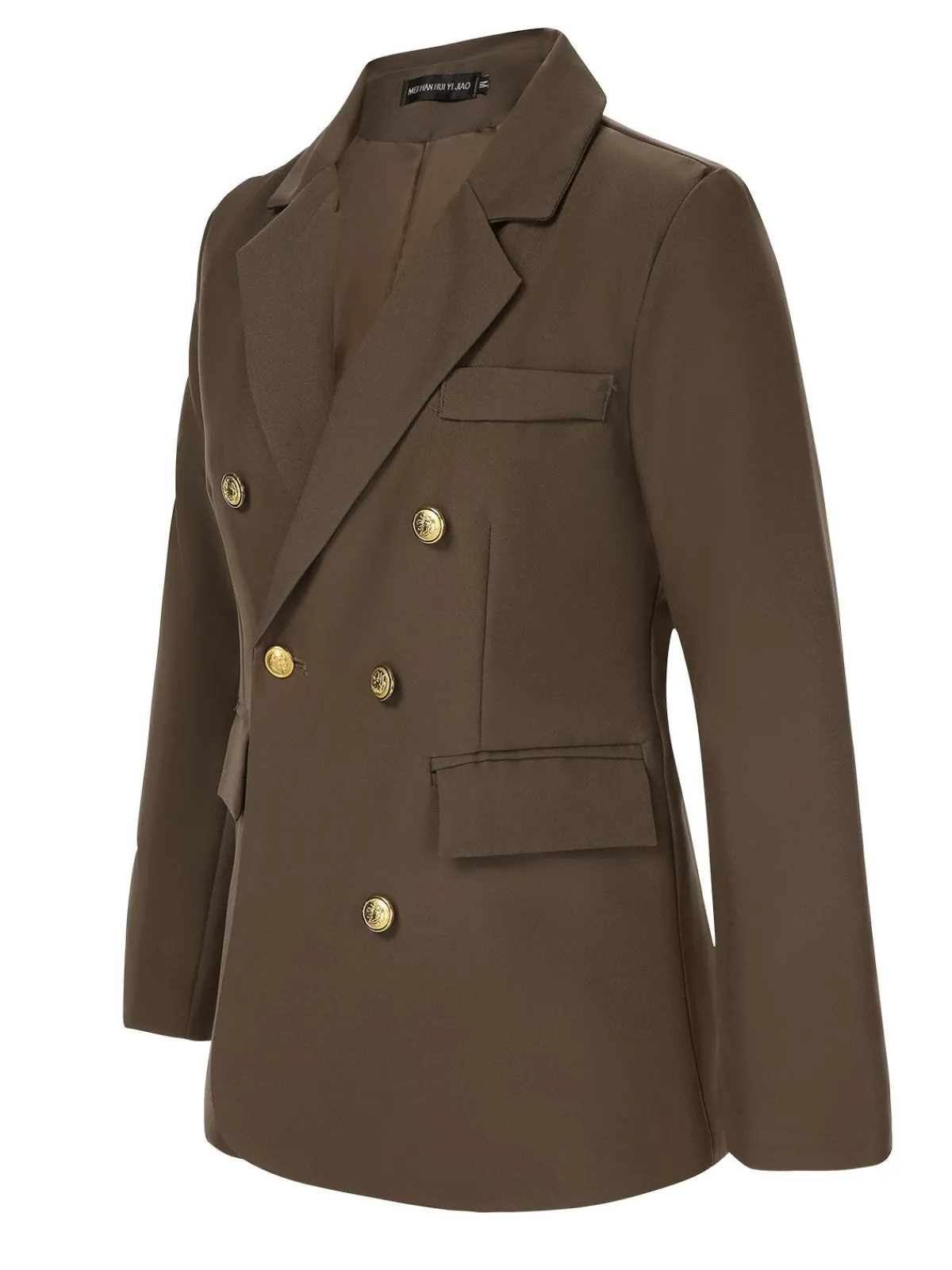 Hot Retro Stage 1940s Solid Lapel Double Breasted Coat Coffee
